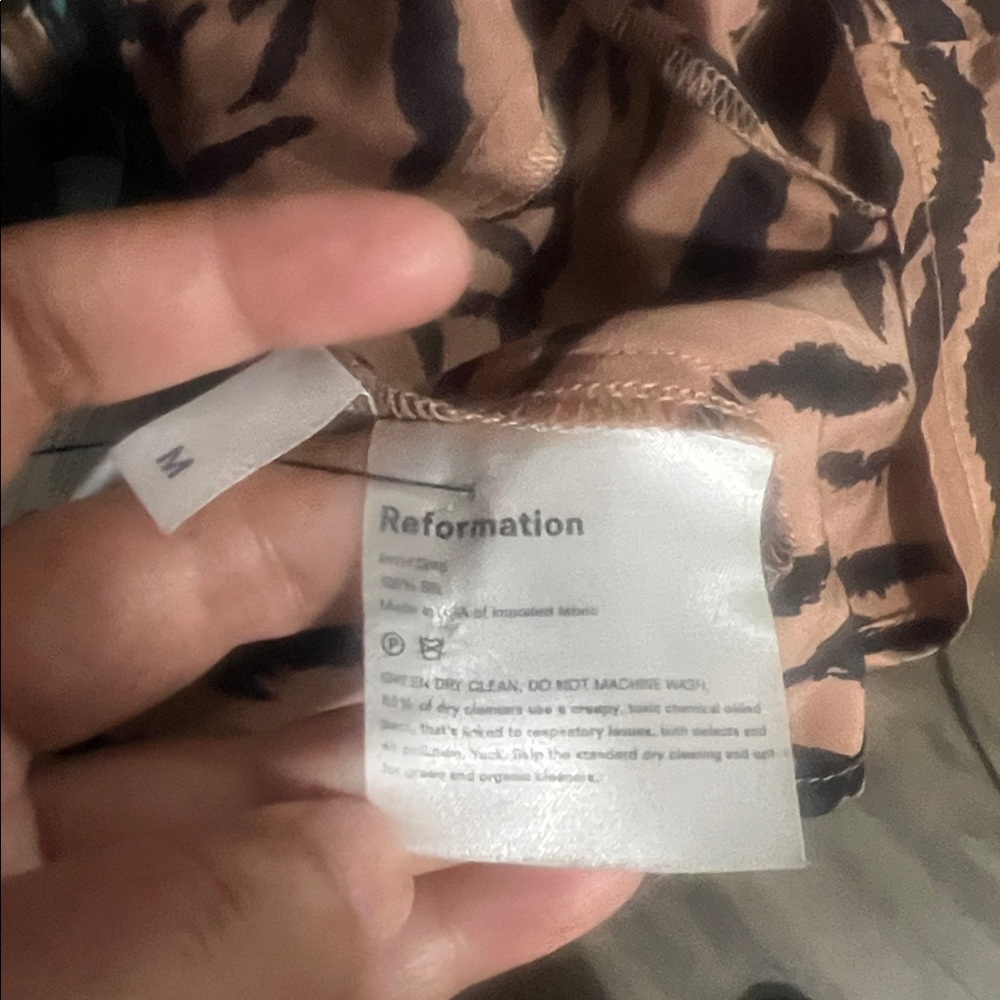 Reformation Black and Brown Animal Print Blouse - Picture 2 of 2